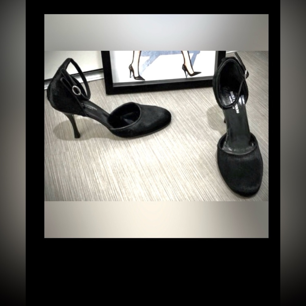 Paolo Iantorno Stiletto heels Ankle Straps Black Calf Hair EU Size 40 = US 9